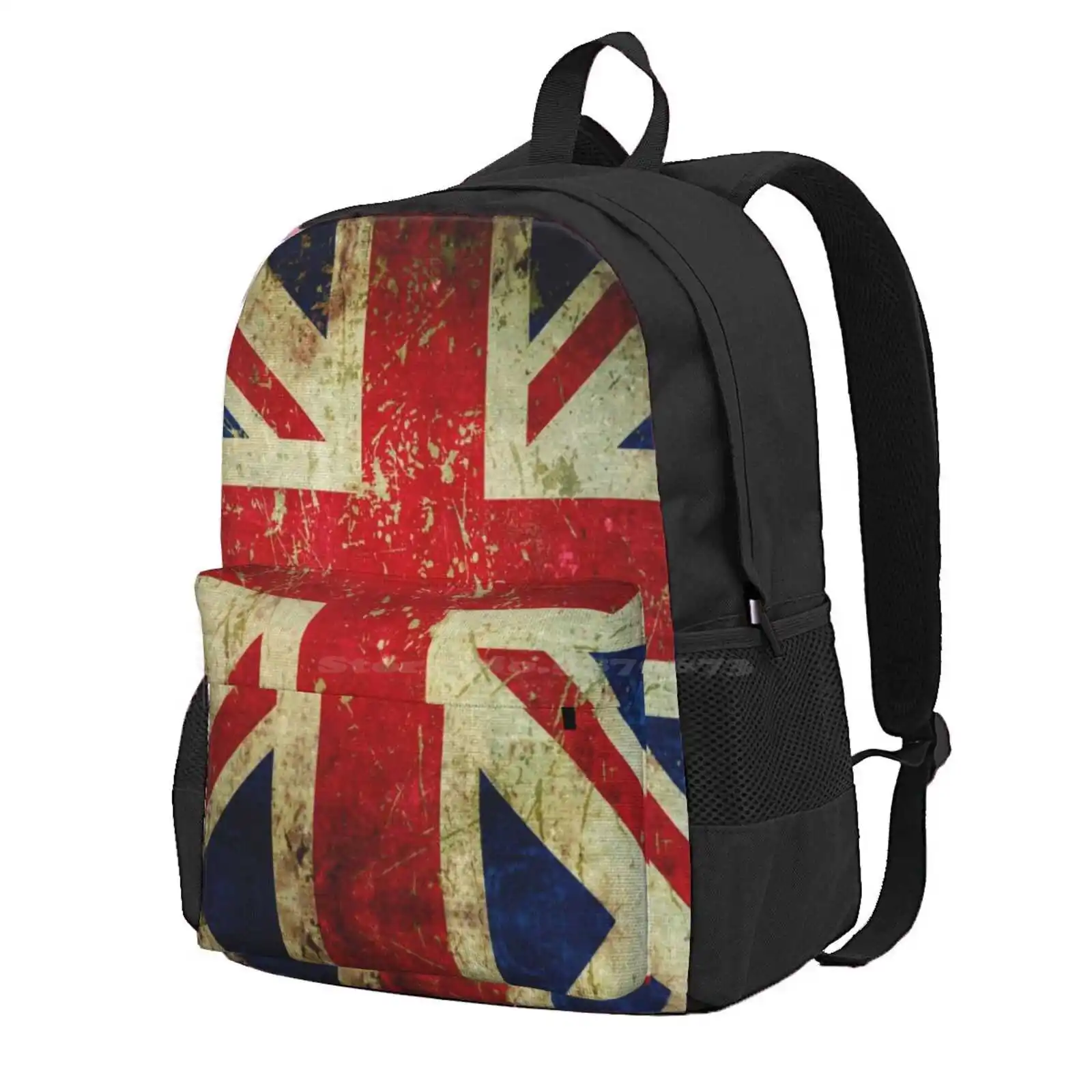 Grunge Union Jack - Scratched Metal Effect Hot Sale Schoolbag Backpack Fashion Bags British Flag Union Jack English Flag