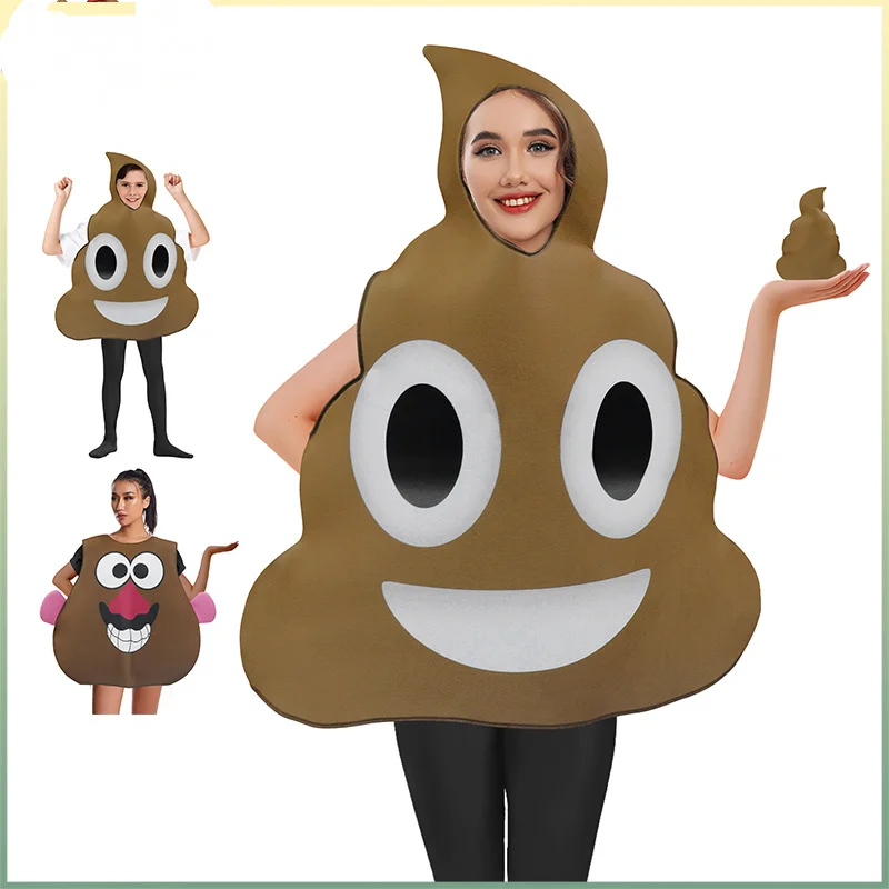 

Zawaland Funny Excrement Sponge Print Costume Halloween Disguise Suit Adult Jumpsuits Cosplay Stage Performance Party Clothing