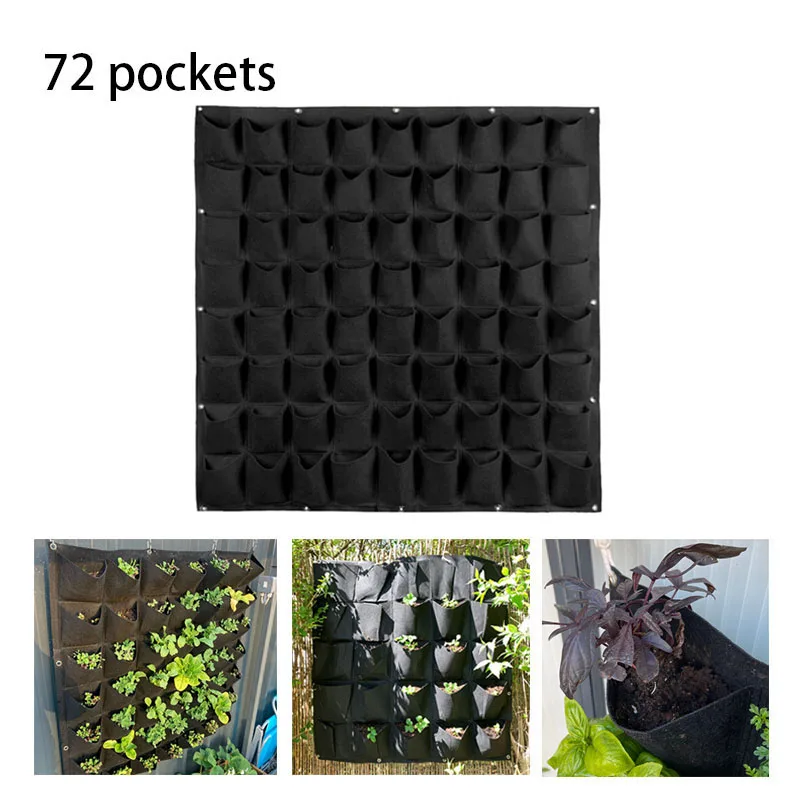 72 Pockets Wall hanging pot flower Grow Bags Wall Hanging Planting tools Vertical Garden Flower Plant Nursery pots Jardinage Q1