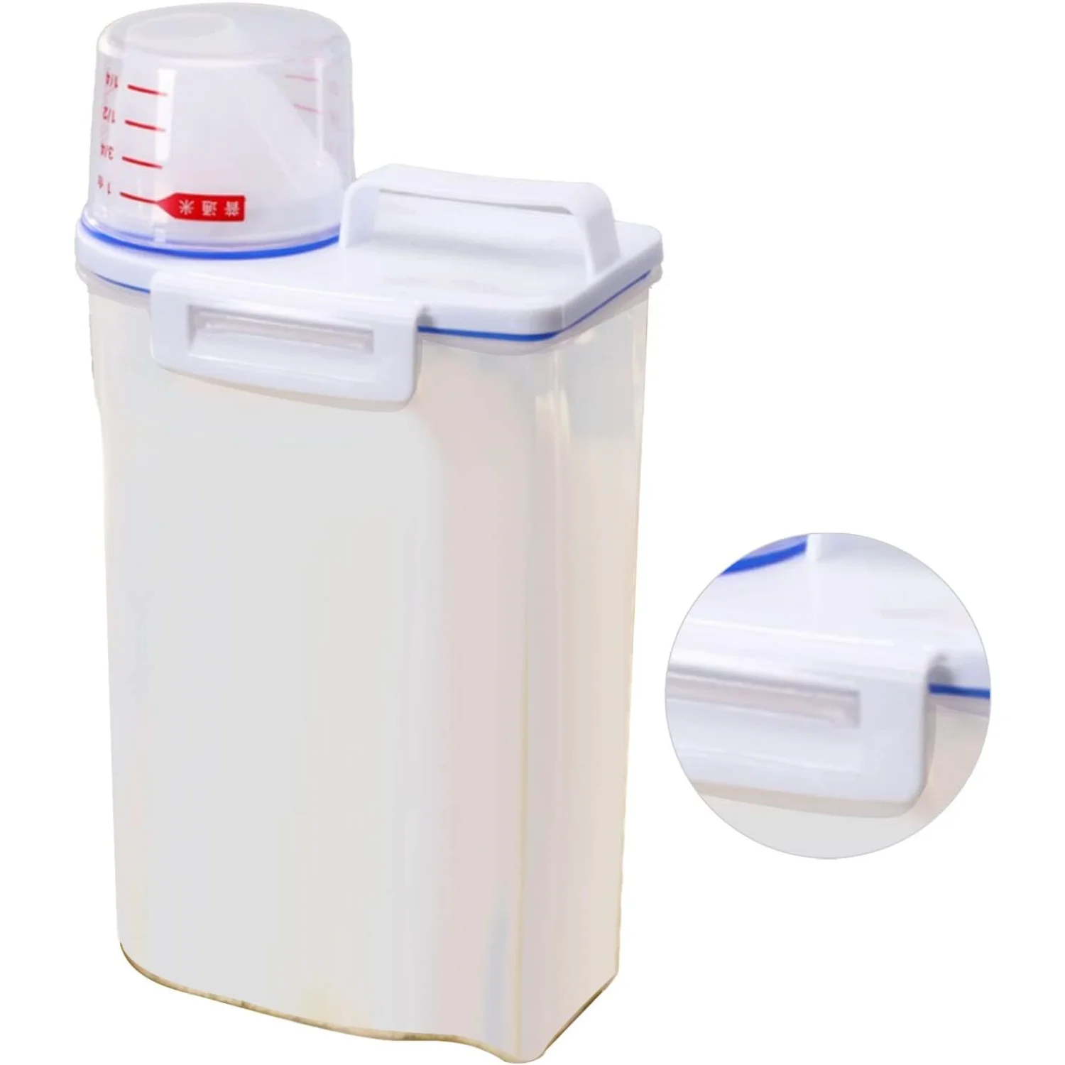 Rice Dispenser with  Barrel, Rice  Container, Food  Canisters for Cookie, Candy, Coffee, Sugar, Matcha Tea, Flour(Transparent Co