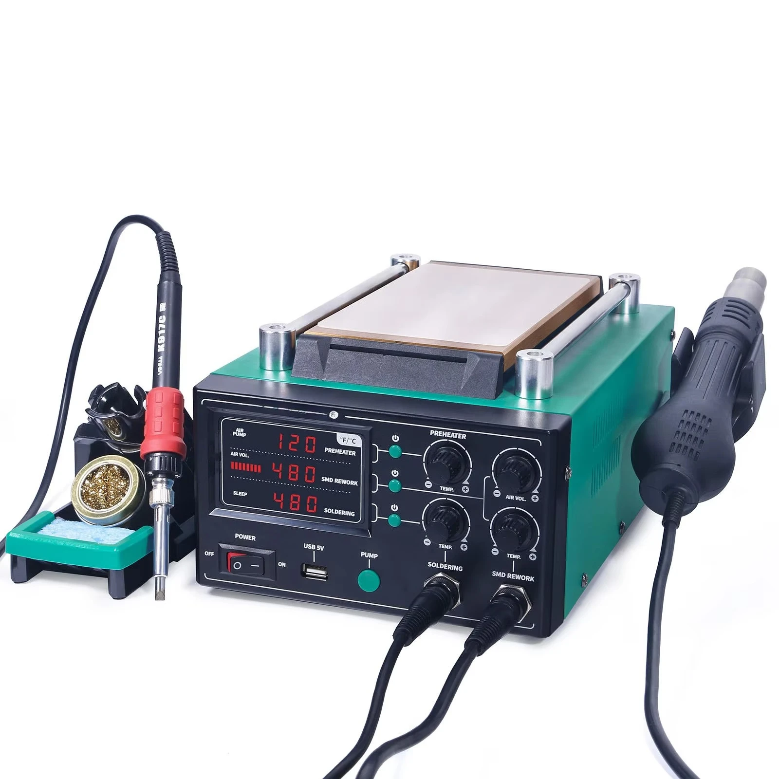 YIHUA 853AAA-I Basic Version 3 in 1 Digital SMD Soldering Desoldering Hot air Gun Preheat BGA Rework Soldering Station