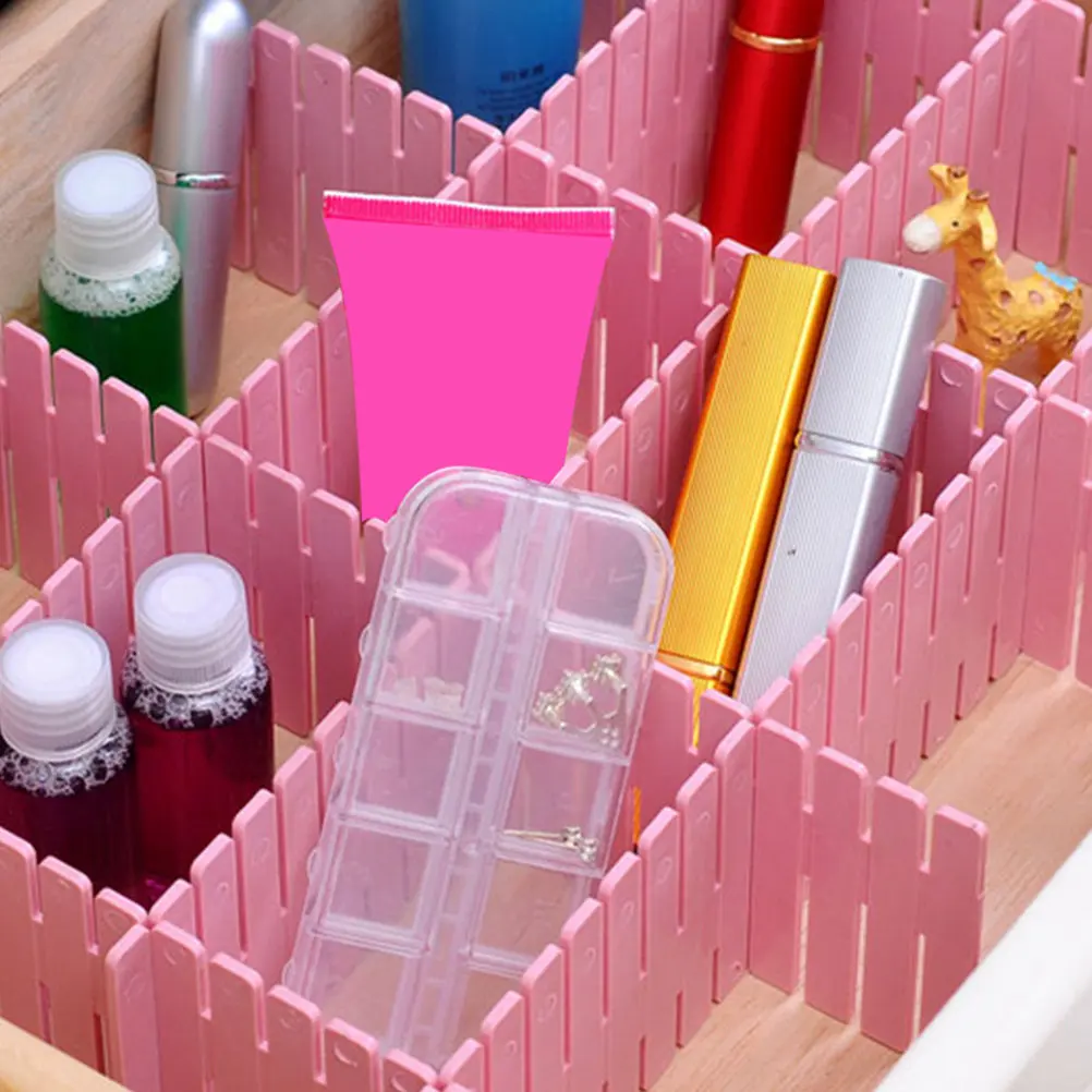 8Pcs DIY Plastic Drawer Dividers Adjustable Sub-Grid Organizer Separator for Household Storage Household Plastic Drawer Dividers