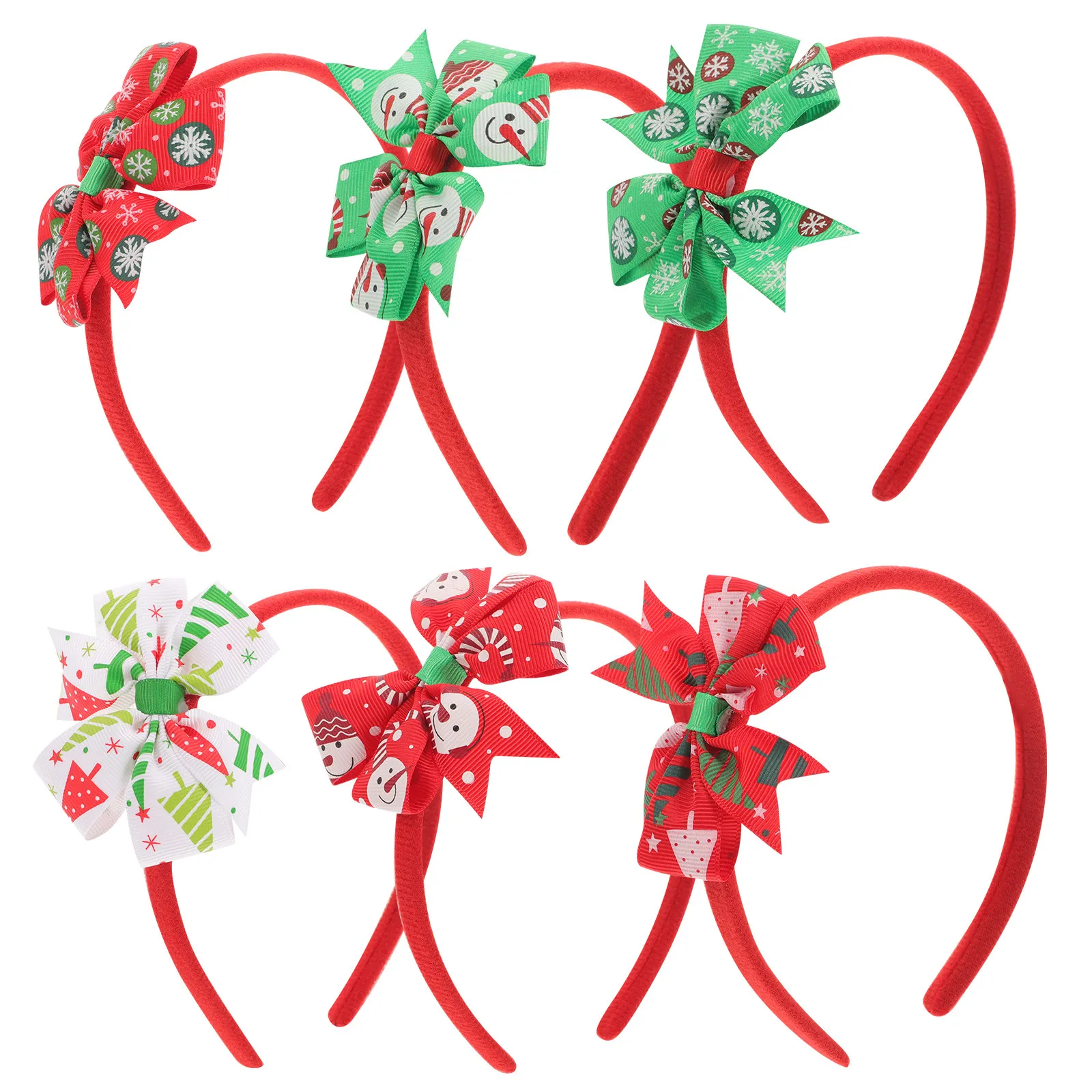 6Pcs Bow Headbands for Premium Material Lightweight No-Fading Hair Decor Xmas Party Carnival Cosplay Photography