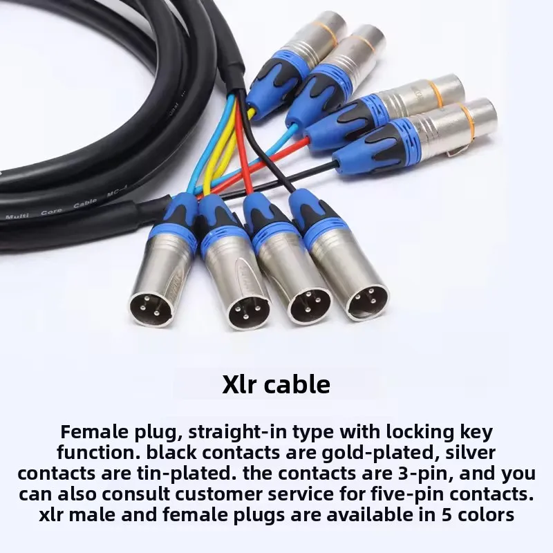 ABCCABLS Multi-channel XLR Cable 3/5 Pin Gold-plated Contact 5 Color Connector Balanced Audio Cable For Stage