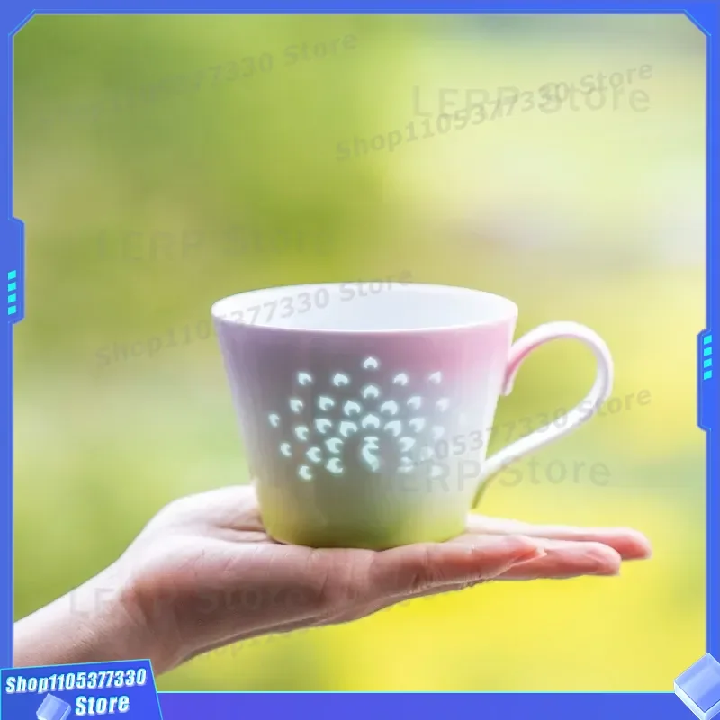 Jingdezhen Ceramic Coffee Cup with Saucer High Temperature Gradient Glaze Peacock Design Exquisite Mug for Home Office Use