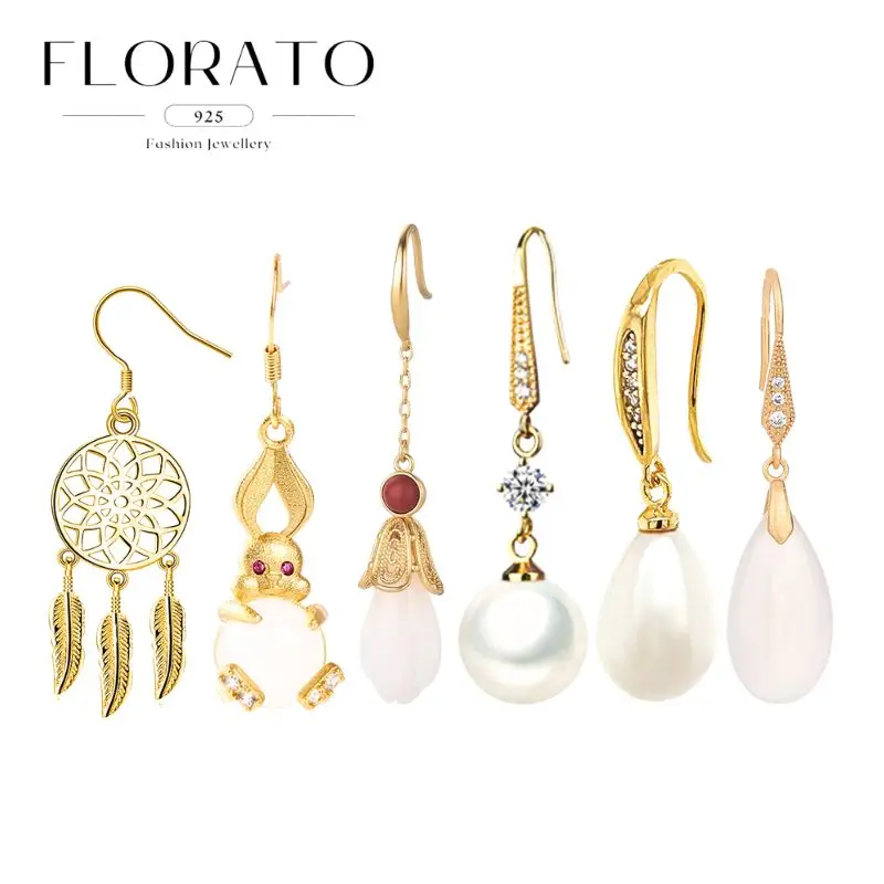 

925 Silver Ear Needles Bohemian Style retro Pearl Glass Bead Ear Hook Drop Earrings For Women Niche High Fashion Party Jewelry