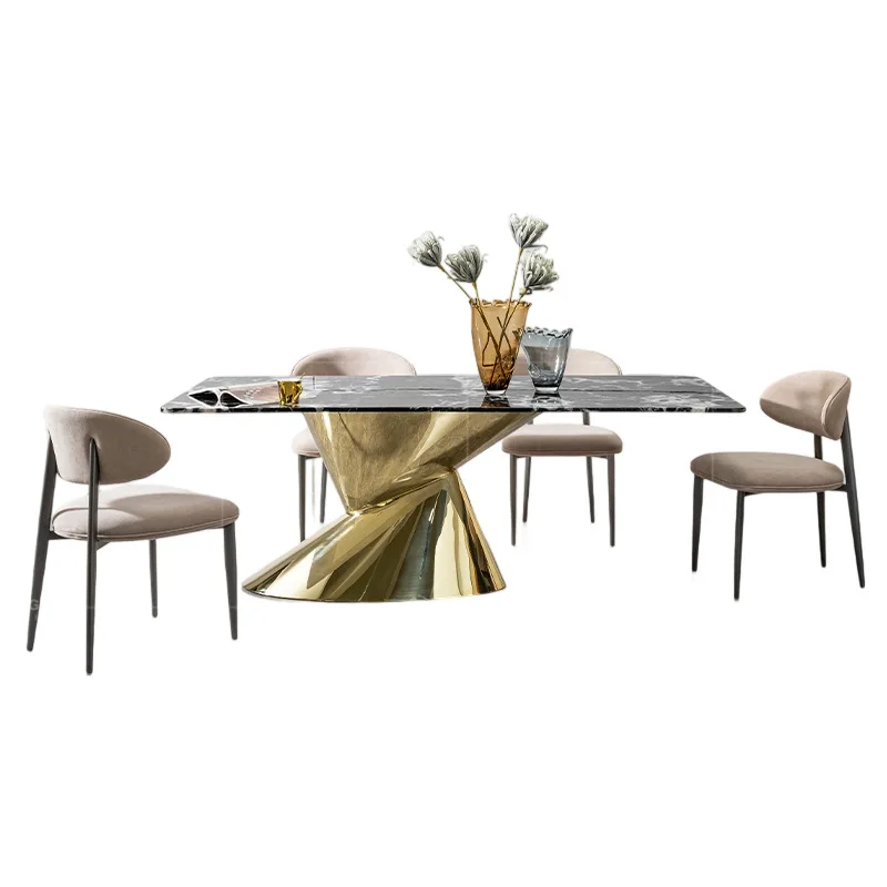 Marble Dining Table Stainless Steel Dining Table Hotel Banquet Table