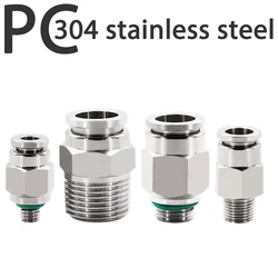 304 Stainless Steel Pneumatic Quick Connector Straight M5 1/8