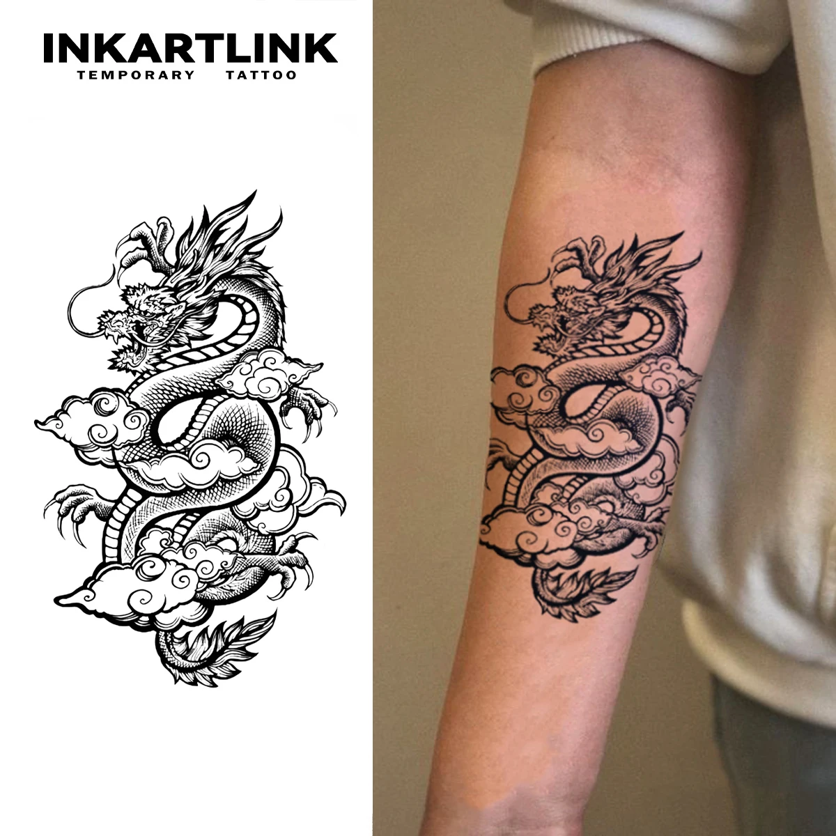 

Eastern Dragon temporary tattoo sticker, waterproof magic tattoo, lasts to 15 days fake tattoo, semi permanent tattoo