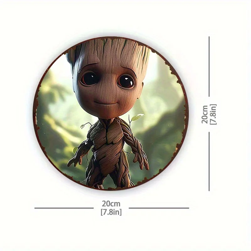 مسطح ثنائي الأبعاد، قطعة واحدة من شجرة الكرتون المصنوعة من الألومنيوم المستديرة من ديزني لصورة الرجل، خلفية الغابة، 20.32 × 20.32 سم لوحة زخرفية بنمط لطيف fo #2