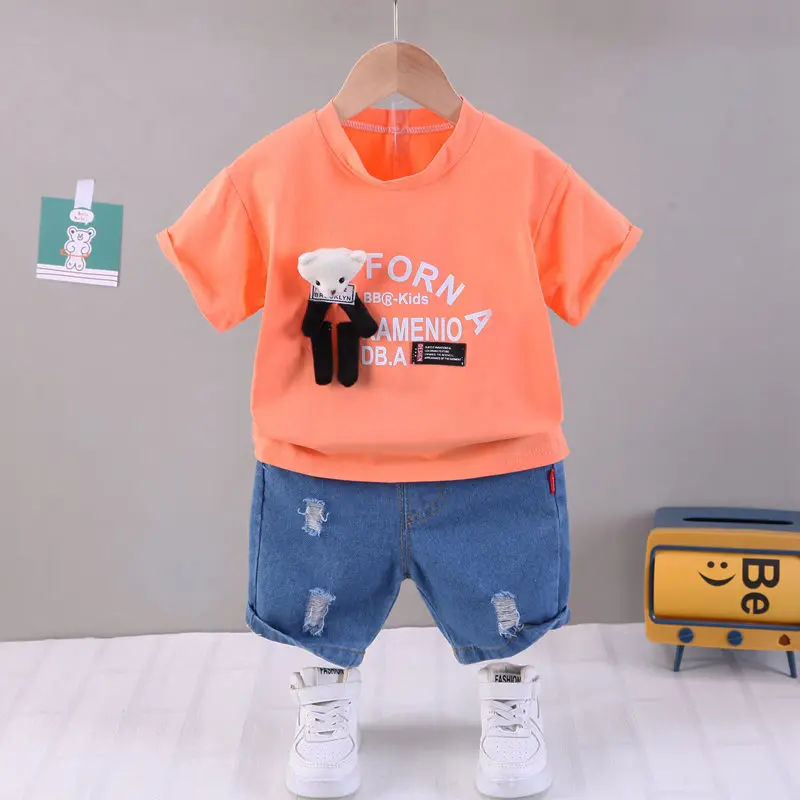 Estate bambini ragazzi ragazza abbigliamento bambini cartone animato t-shirt pantaloncini 2 pz/set bambino per il tempo libero tute in cotone per