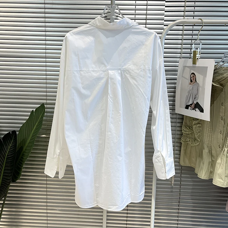 Harajuku Women's Blouse White Shirt Asymmetrical Oversize Korean Style Long Sleeve Top Outerwear Casual New Fashion Autumn