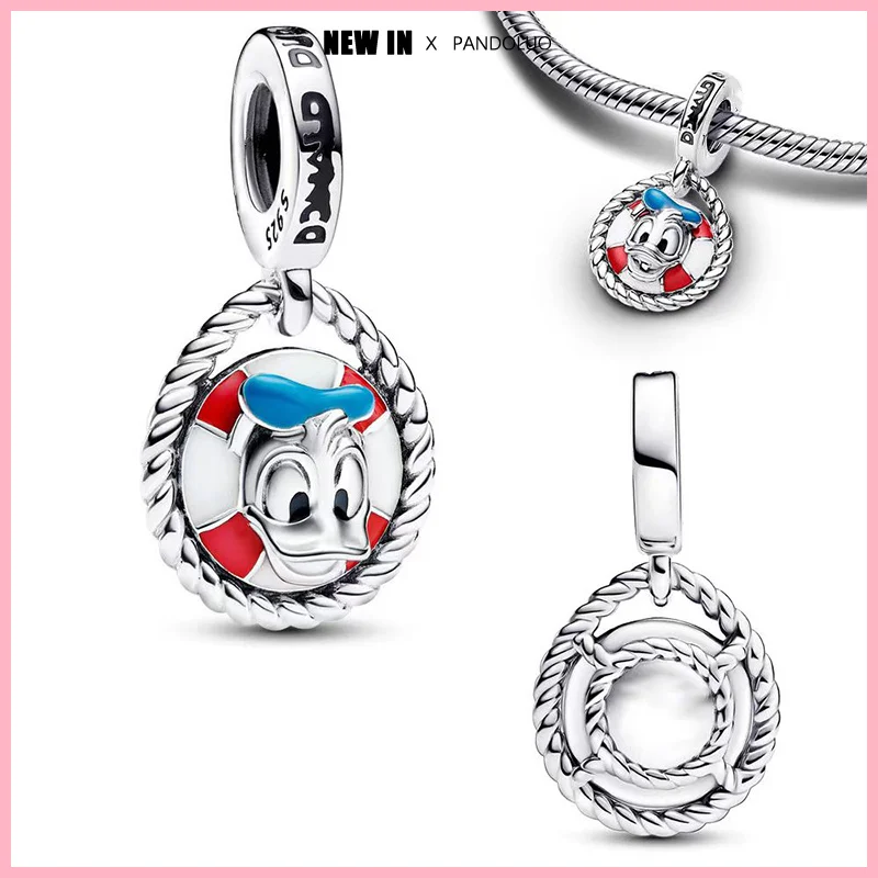 925 Silver Donald Duck&Minnie Headdress Charms Beads Fit Pandora 925 Original Bracelets Necklace Womens Fine DIY Jewelry Gifts