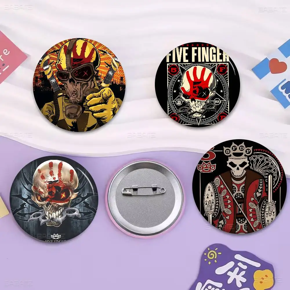 Vintage F-Five Finger Death Punch Band Tinplate Soft Button Pin Brooch Metal Badge Custom Jewelry Accessories Hat Bag Lapel