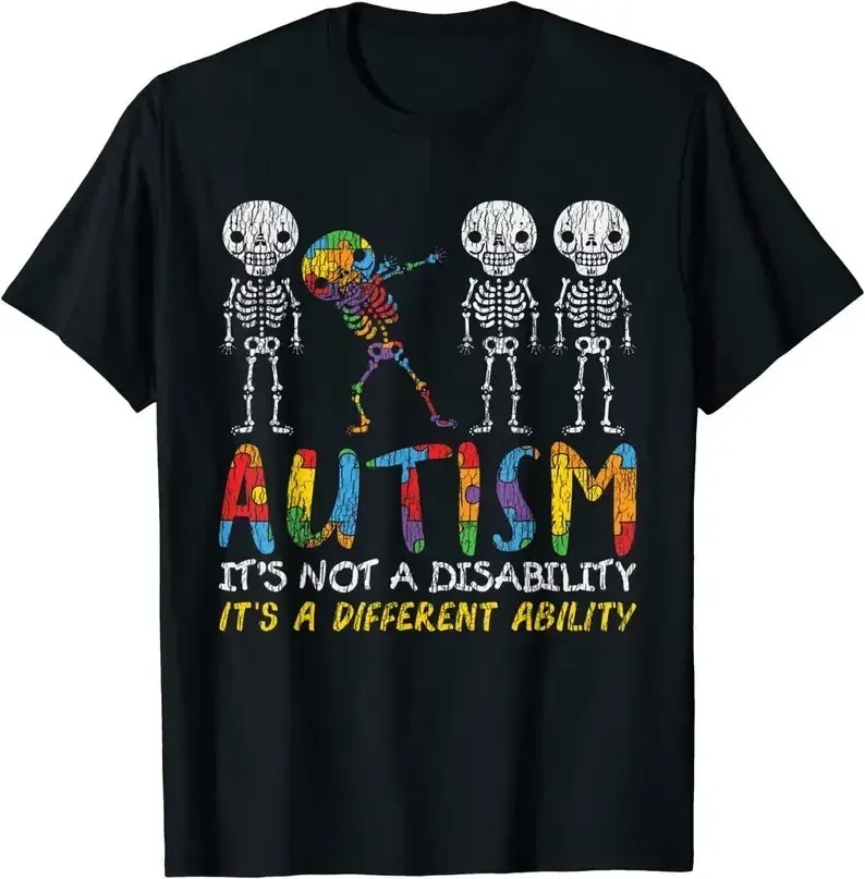 Autism Awerness - Skeleton Dabbing Autistic Kids Awareness T-Shirt