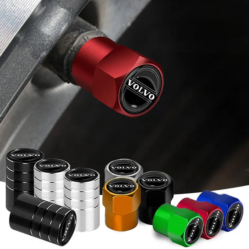 4Pcs/Set Car Tire Valve Cover Aluminum Tire Dust Cover For Volvo XC90 S60 V40 XC60 S80 S40 V70 V50 S90 T6 V60 V90 XC40 XC70 C30