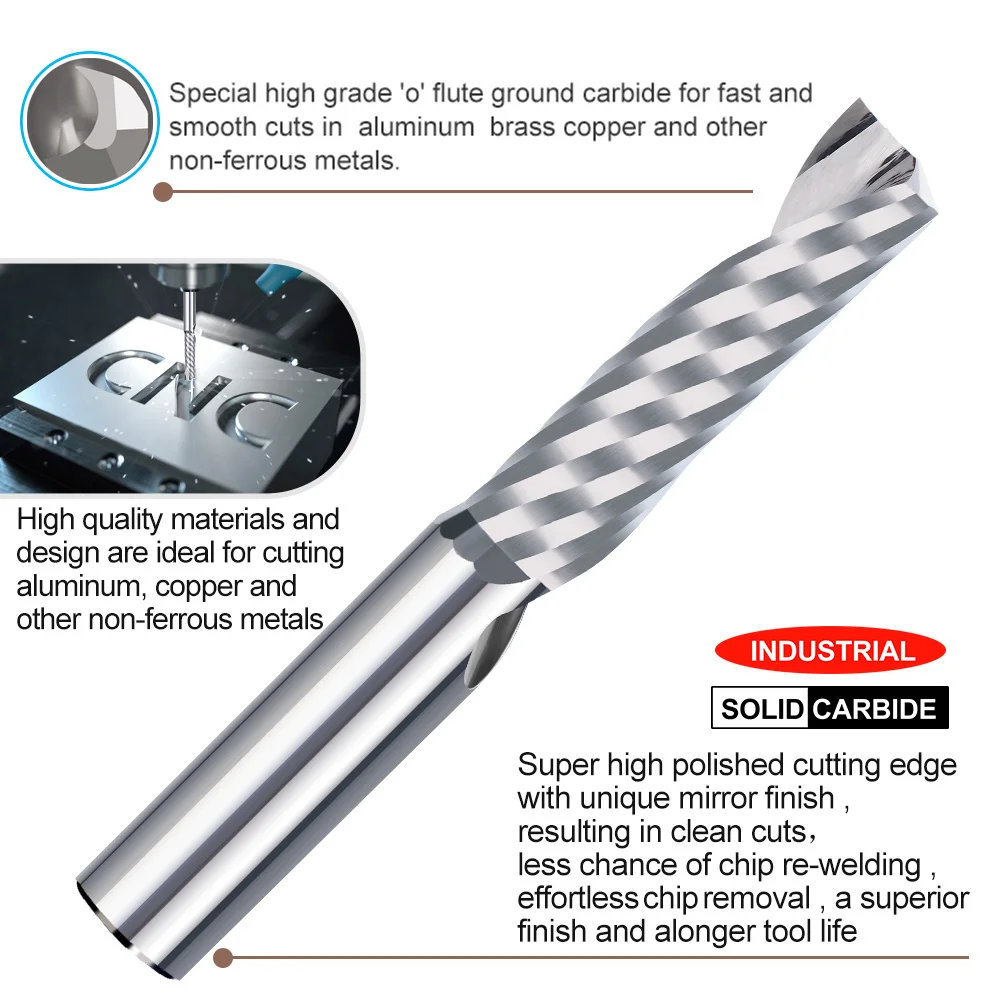 

XUCHUAN 1PC Milling Cutter CNC Router Bit 4mm Shank Single Flute Spiral Carbide End Mill For Aluminum Wood Cutting