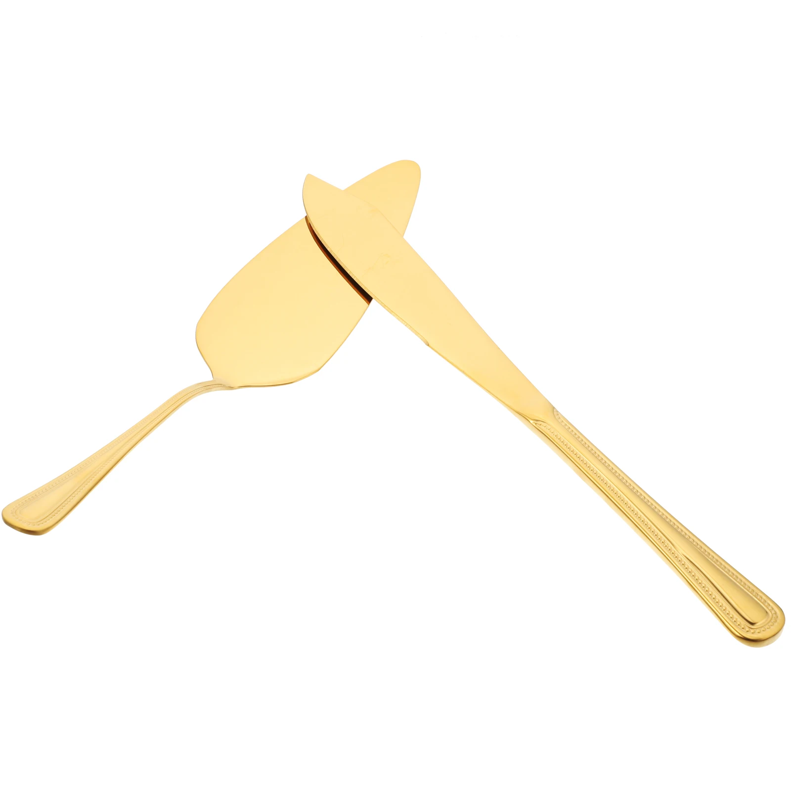

Cake Knife Spatula Set Stainless Steel Mousse Baking Cheese Tool Golden Banquet Wedding Pastry Gadgets Cake Cutting