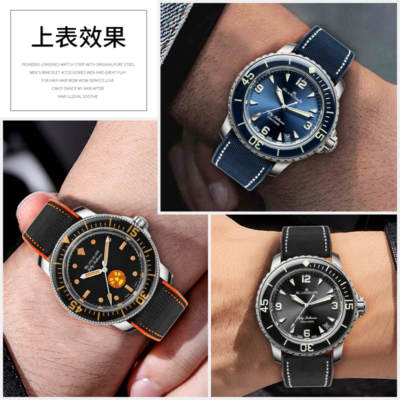 Correa de reloj de goma compatible para hombre - Colaboración Swatch Blancpain (colección Scuba Fifty Fathoms)