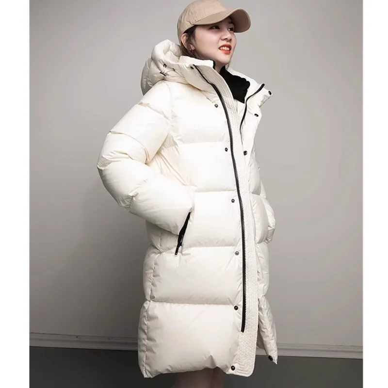 

Women's Coat 2023 New Winter 95%White Goose down Cold Resistant Super Thicken Coats Female Hooded Overcoat Warm Long Down Jacket