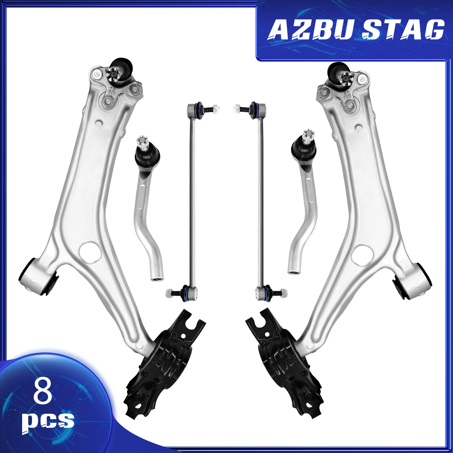 

AzbuStag Front Lower 8Pcs Kits Control Arms Ball Joints Sway Bar Links Outer Tie Rods for HONDA ACCORD 2018 2019 2020-2021