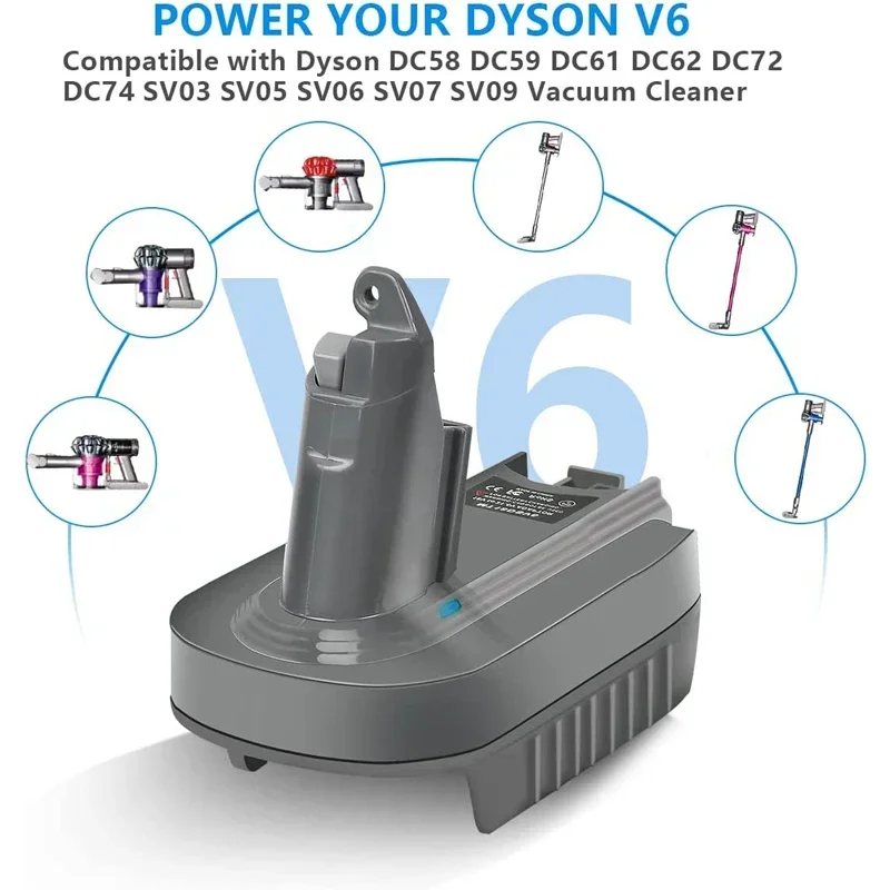 

Адаптер для Dyson для Makita/Dewalt/Milwaukee, преобразователь литий-ионного аккумулятора 18 В для Dyson V6 V7 V8, инструмент для пылесоса с аккумулятором