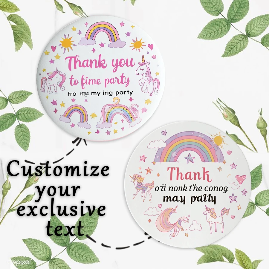 

90pcs Customize Rainbow personalized name and birthday number stickers, suitable for wedding baptism party gift wrapping