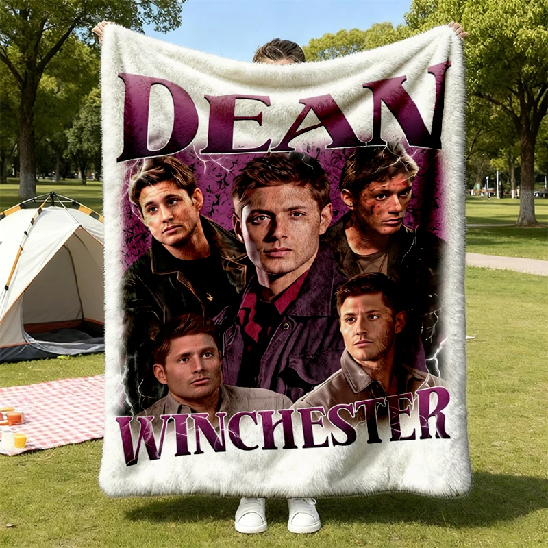Dean Winchester Bootleg Unisex Flannel Throw Supernatural Graphic Comfy Blanket Unisex Flannel Blanket Soft Blanket Gift