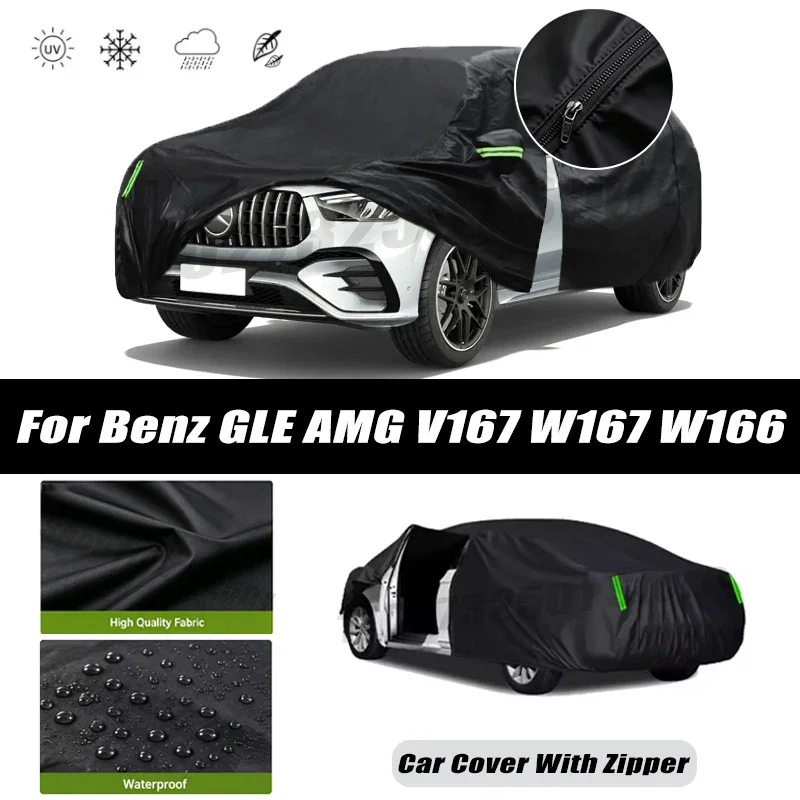 For Benz GLE AMG V167 W167 W166 Car Covers Outdoor Waterproof Sun Rain Snow Protection UV Car Zipper Design Car Cover Accessory