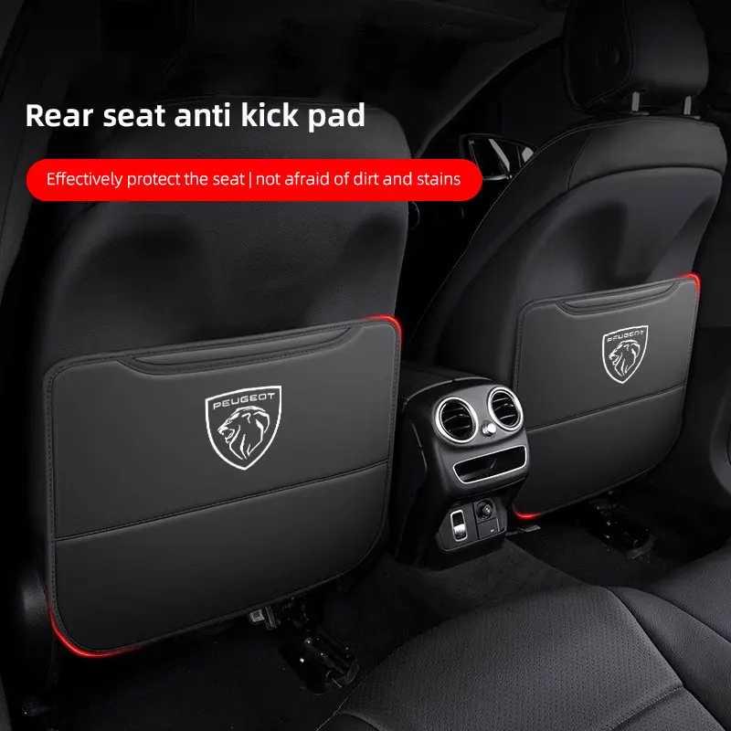 Car Seat Back Leather Anti- kick Scratch Mat For Peugeot 206 307 308 207 3008 208 407 508 2008 5008 301 406 408 607 4008 107 106