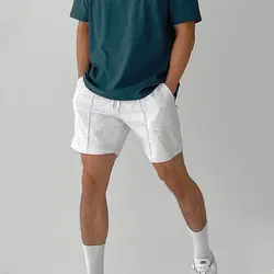 Sports Fitness Casual Shorts Men Summer Loose Elastic Sweat-wicking Breathable Straight Solid Color Running Shorts for Men