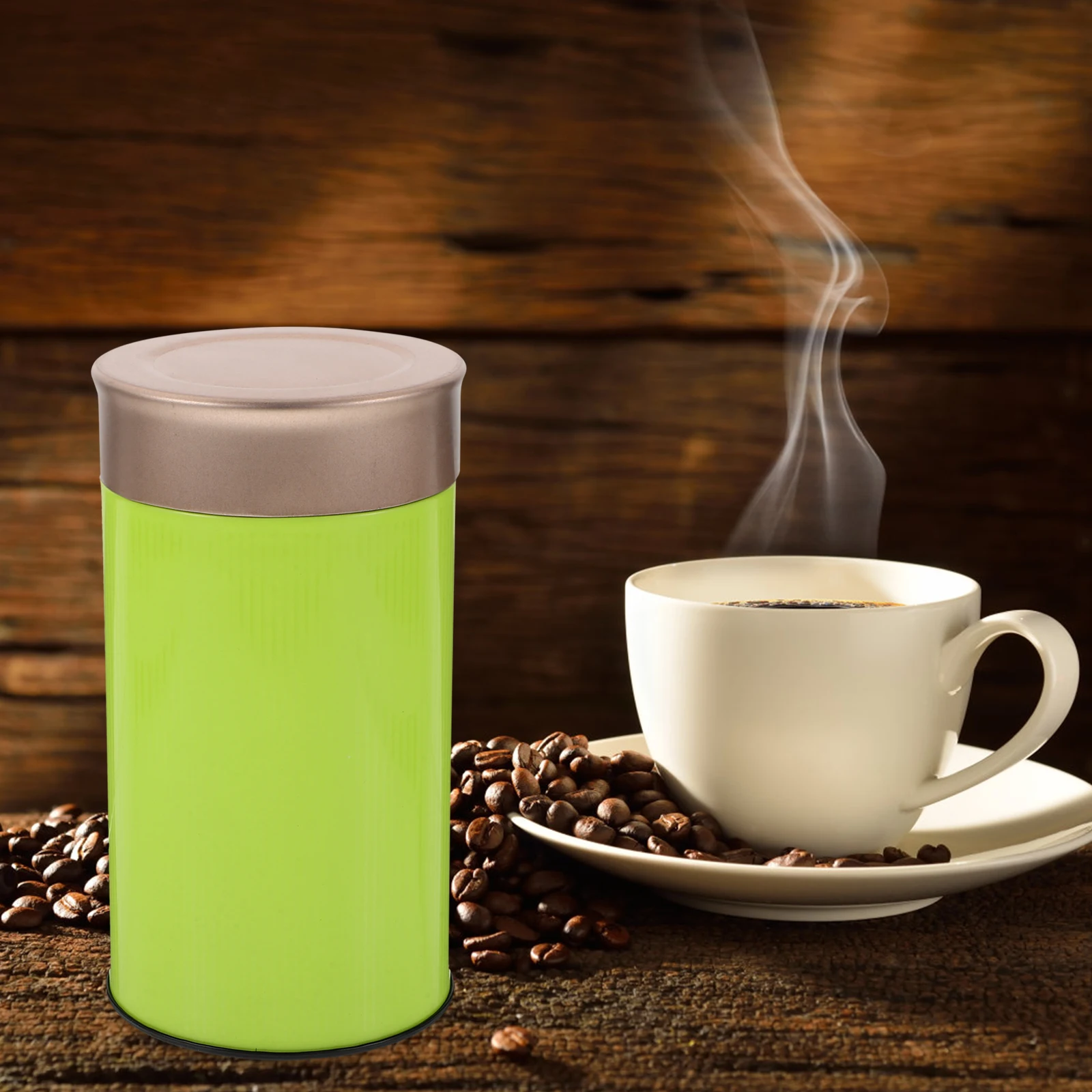 

Tins Sealed Iron Box Tea Storage with Cover Green Tinplate Airtight Stainless Steel Jar