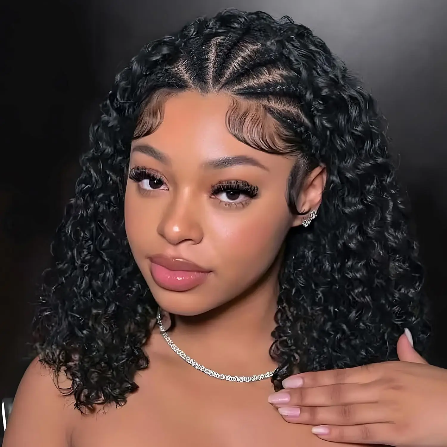 Cornrow Braid Bob Wig Deep Curly Brazilian Human Hair Knotless 13x4 Full Lace Wigs Pre Braided Boho Box Braids Wig For Women