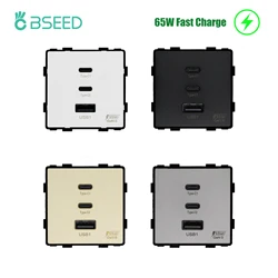 BSEED Universal Wall Sockets Function Part 65W PD Fast Charge Port USB Type-C Quick Charge Adapter DIY Module Part Without Frame