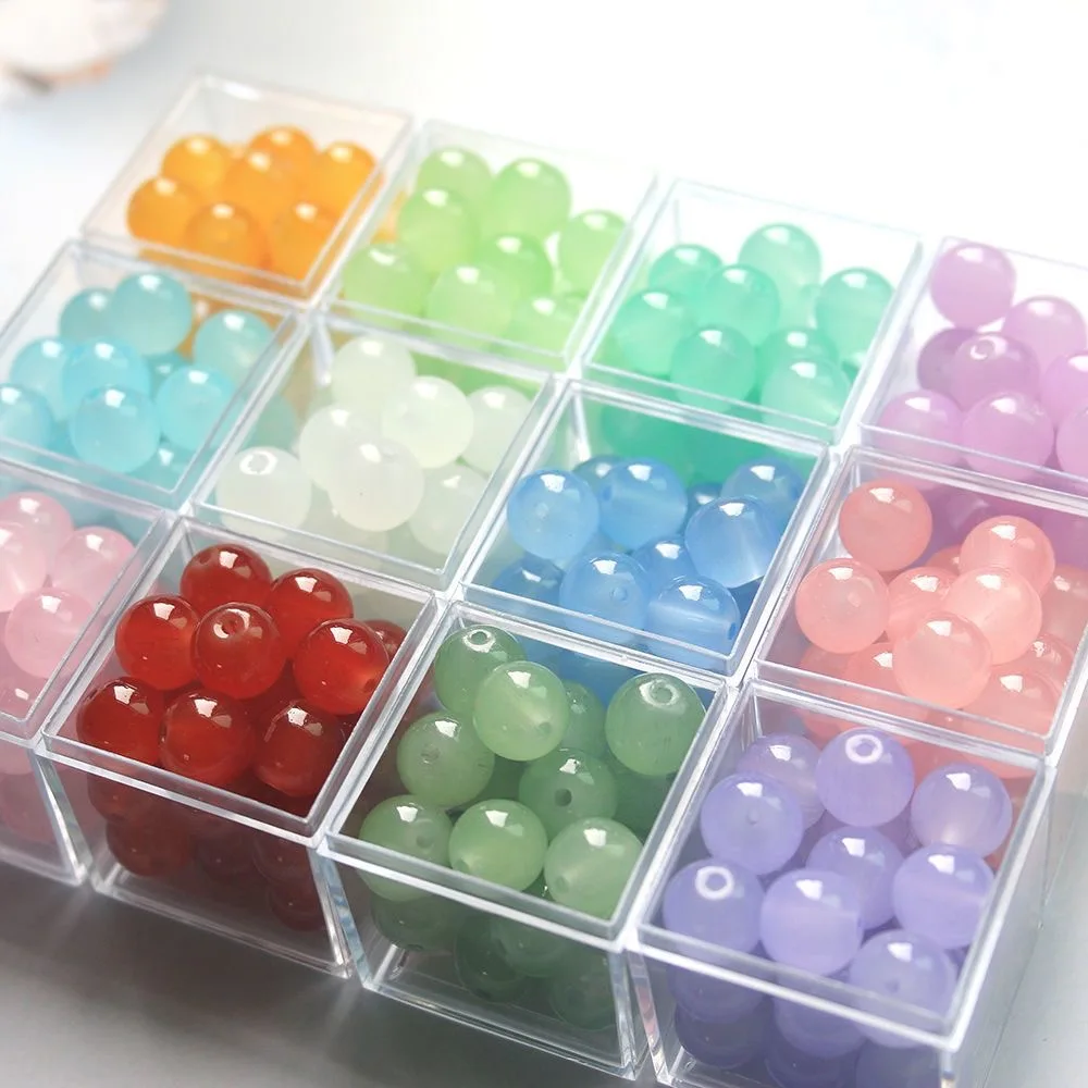 50Pcs 8mm Fun Candy Color Fashion Synthetic Lilac Beads Faceted Purple Beads Bracelets Make Necklace Jewelry Workmanship Making