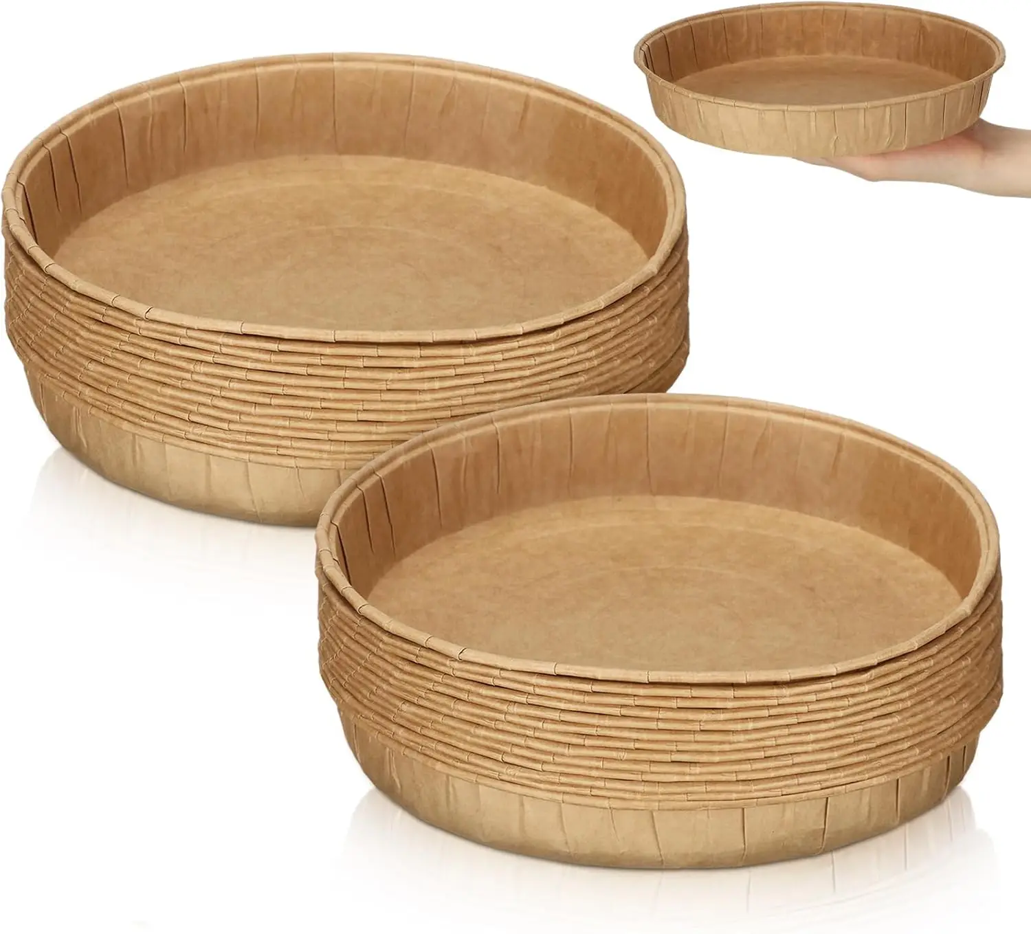 25 Pcs Disposable Paper Pie Pans for Baking, Tart Molds, Microwave Oven Safe, Bulk Kitchen Supply