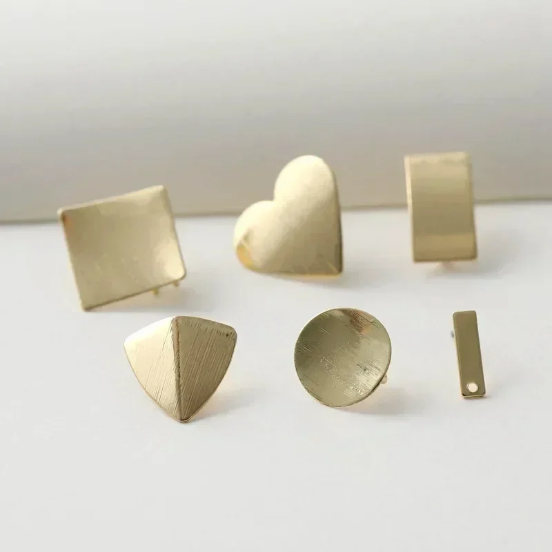 10pcs Stainless Steel Geometric Round Earring Stud Golden Flowers Earrings Base Connectors Linker Diy Jewelry Making Accessories