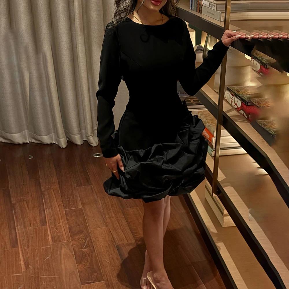 

Выпускные платья 2025 с круглым вырезом и длинными рукавами, открытой спиной, мини-юбка, платье для особых случаев, элегантное вечернее платье, Vestidos De Festa по индивидуальному заказу