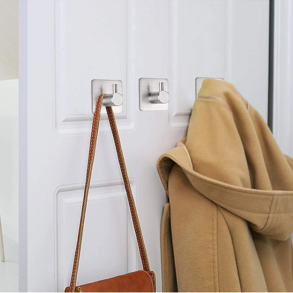 4Pcs Adhesive Heavy Duty Wall Hook Waterproof Stainless Steel, Mounting - Bathroom and Bedroom image 4