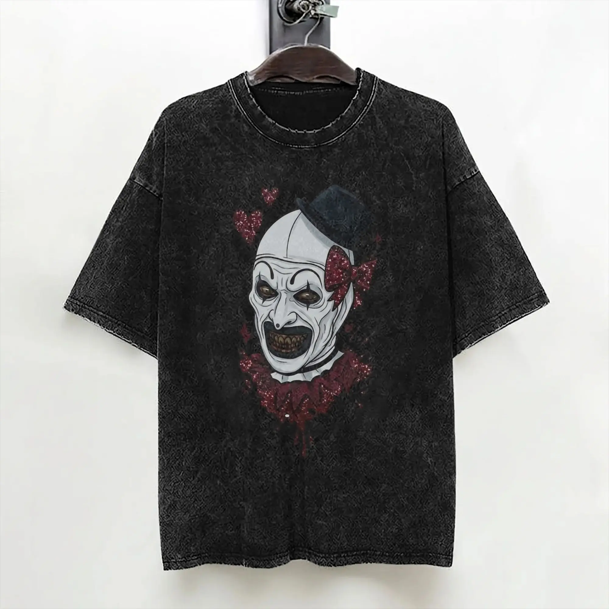 Terrifiers Art The Clown T Shirts Washed Short Sleeve Street T-Shirt Halloween Fashion for Men Women Streetwear Summer Tops Tees