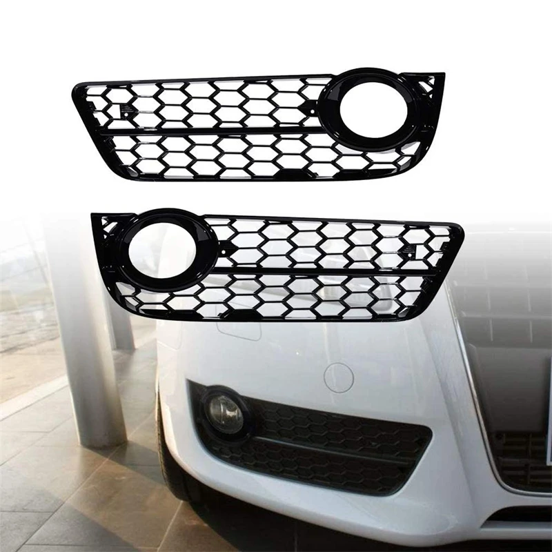 2Pcs Car Front Fog Lamp Cover Honeycomb Mesh Fog Light Grille Grill for Audi A5 B8 Coupe/sportback 2008 2009 2010 2011