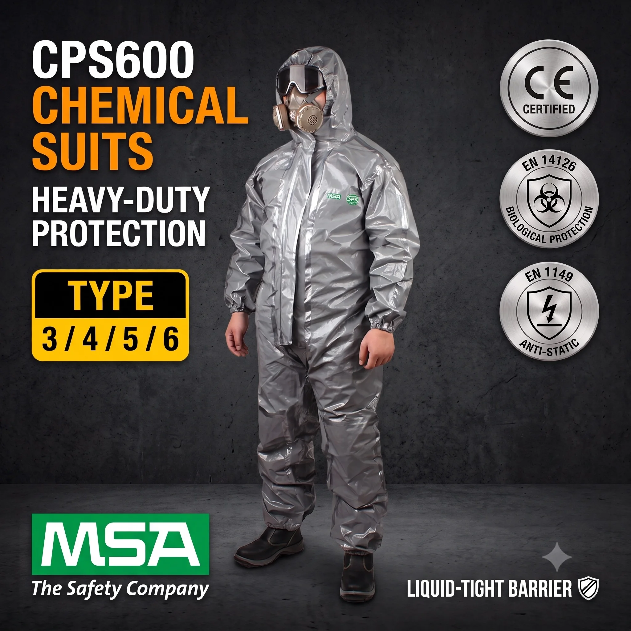 MSA CPS600 Full Body Coveralls Dust Proof Chemical Protection Hazmat Suit for Painting Industrial Workwear Traje de Bioseguridad