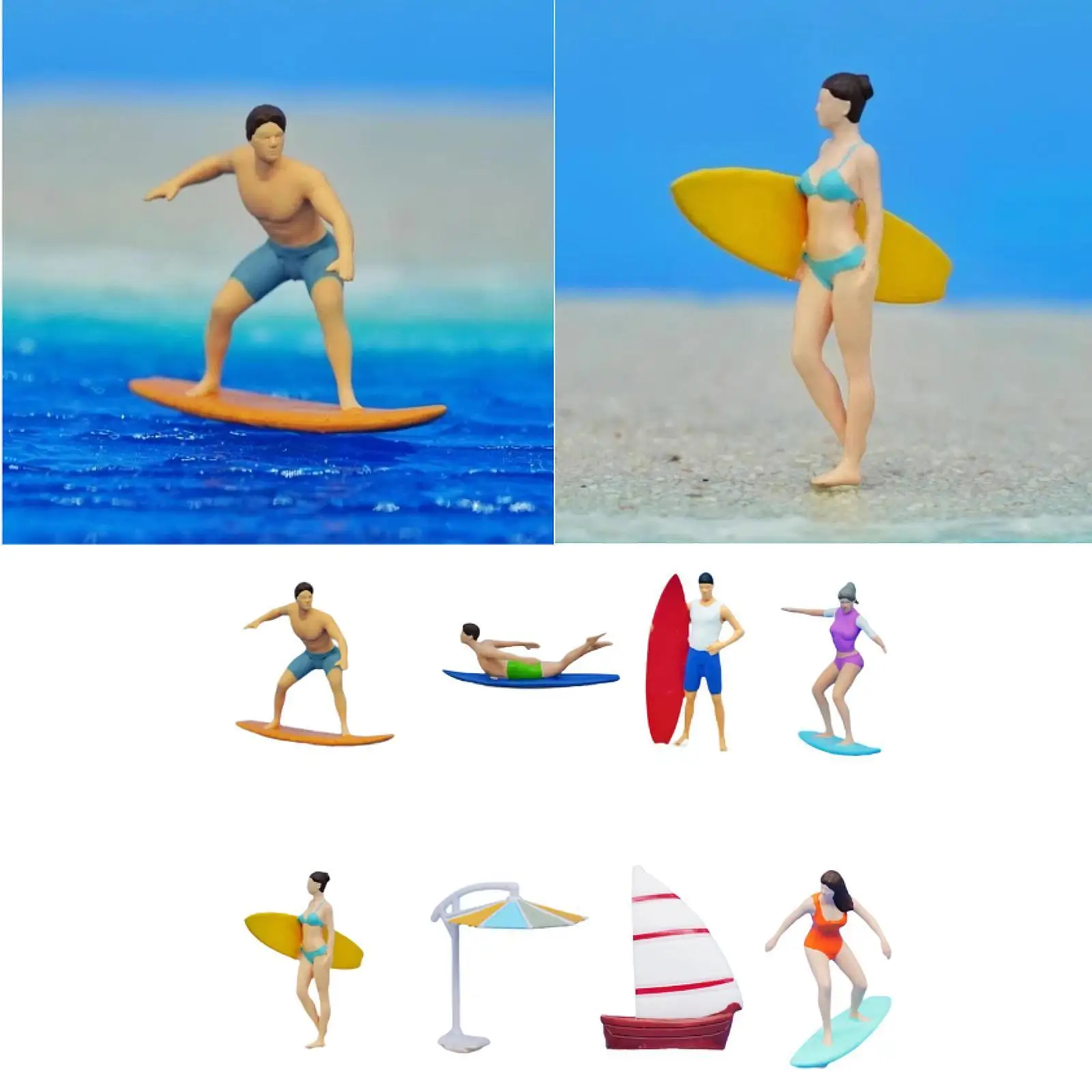 1:64 Miniature Surfing Figure Desk Decoration Sports Theme Decorative DIY Projects Collection Photo Prop Tiny Doll Models