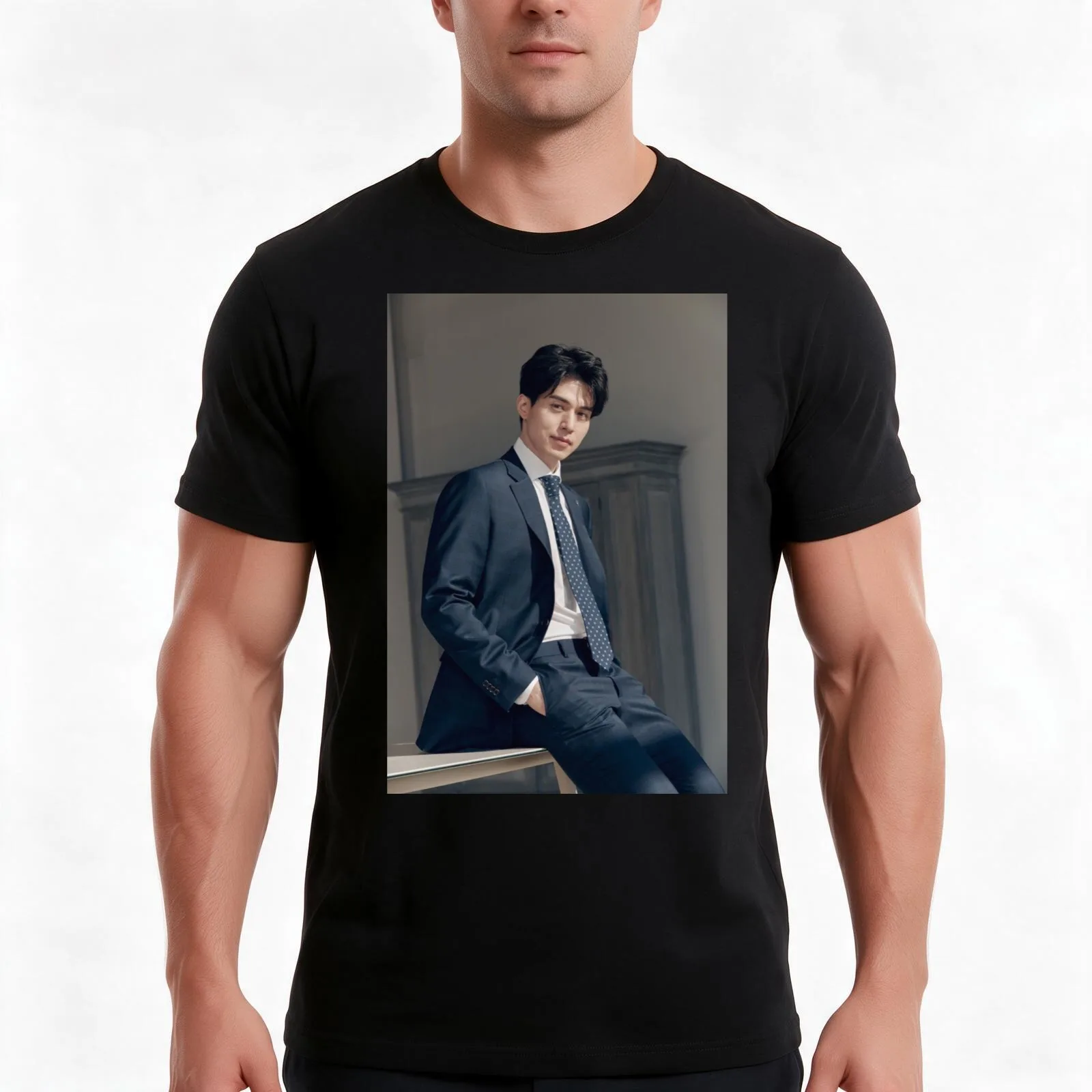 Lee Dong-wook T-Shirt Summer Casual Cotton Tee Oversized Streetwear Tops Vintage Graphic Print Loose Fit Short Sleeve