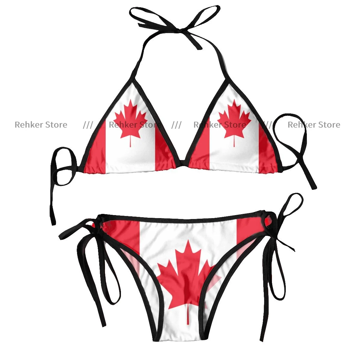 Bandeira do Canadá das mulheres estampa biquíni, maiô sexy, maiô, moda praia, 2 pcs