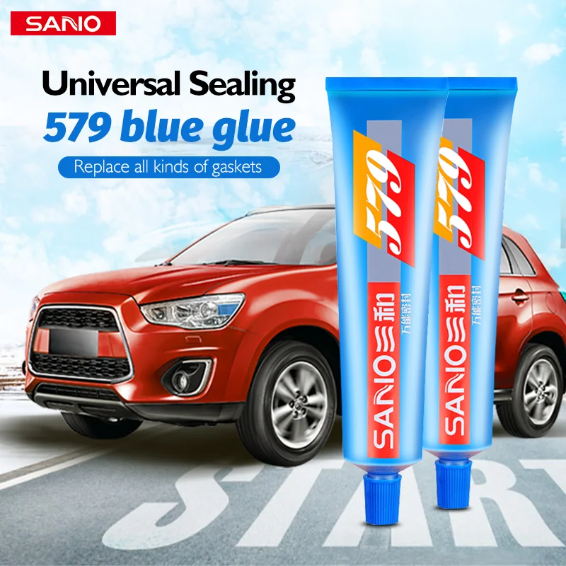 Waterproof, Oil-Resistant&High-Temperature Resistant SANVO 579 Blue Rubber Neutral Silicone Sealant, Gasket-Free for Auto Repair