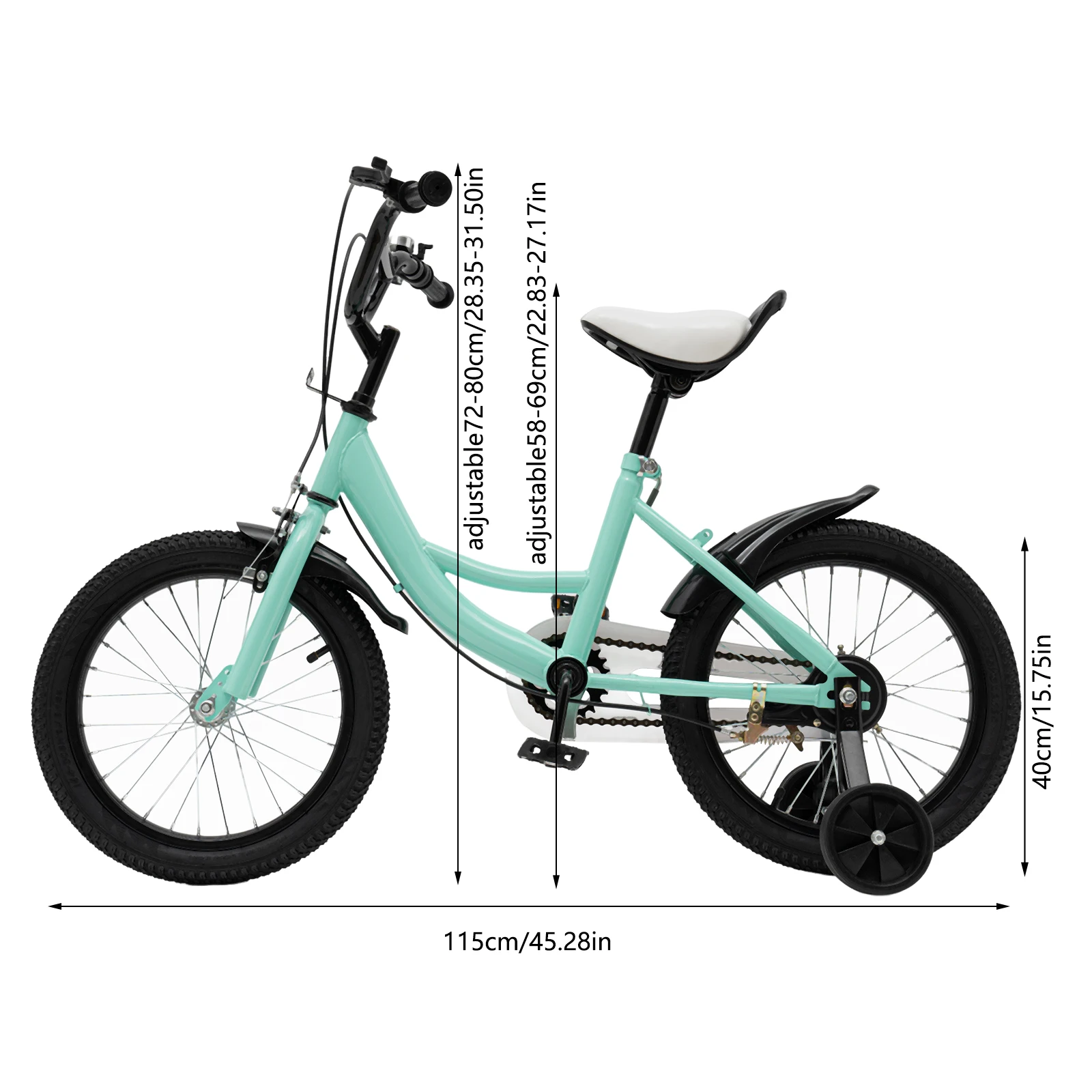 16 inch kinderfiets, kinderfiets met afneembare zijwieltjes, fietsen, hoogteverstelbaar oefenfiets, geschikt voor