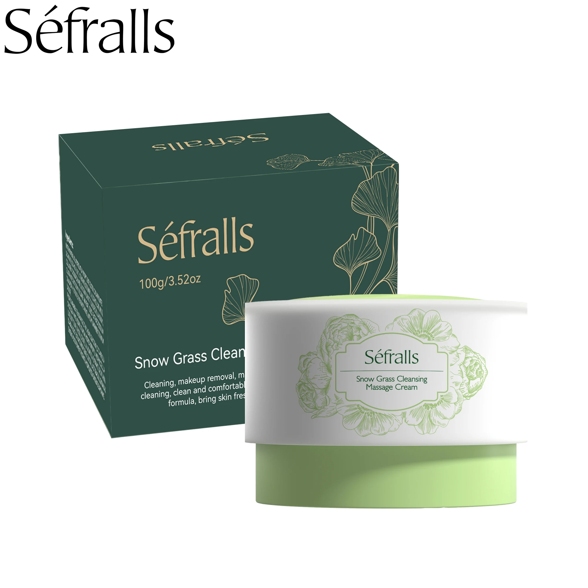 Séfralls Snow Grass Cleaning and Massage Cream 100g/3.52oz  Long-lasting hydration Lubricity Non-greasy Deep cleansing