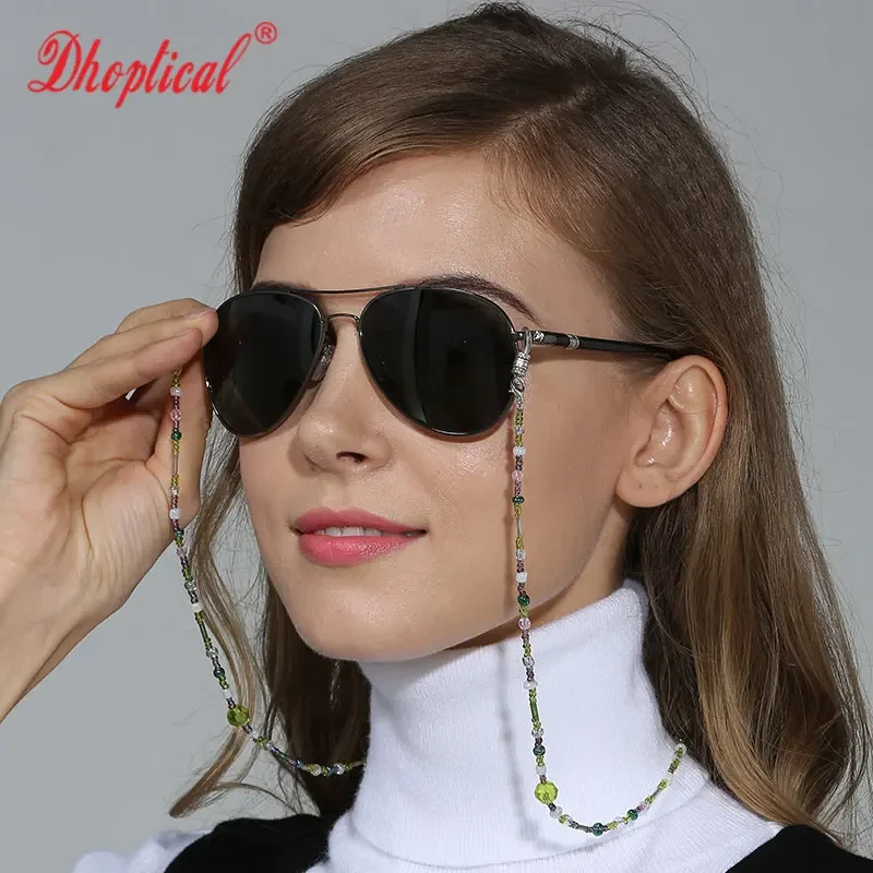Beaded glasses chain, green fashion eyeglass & sunglass strap for women stylish by dhoptical image 2