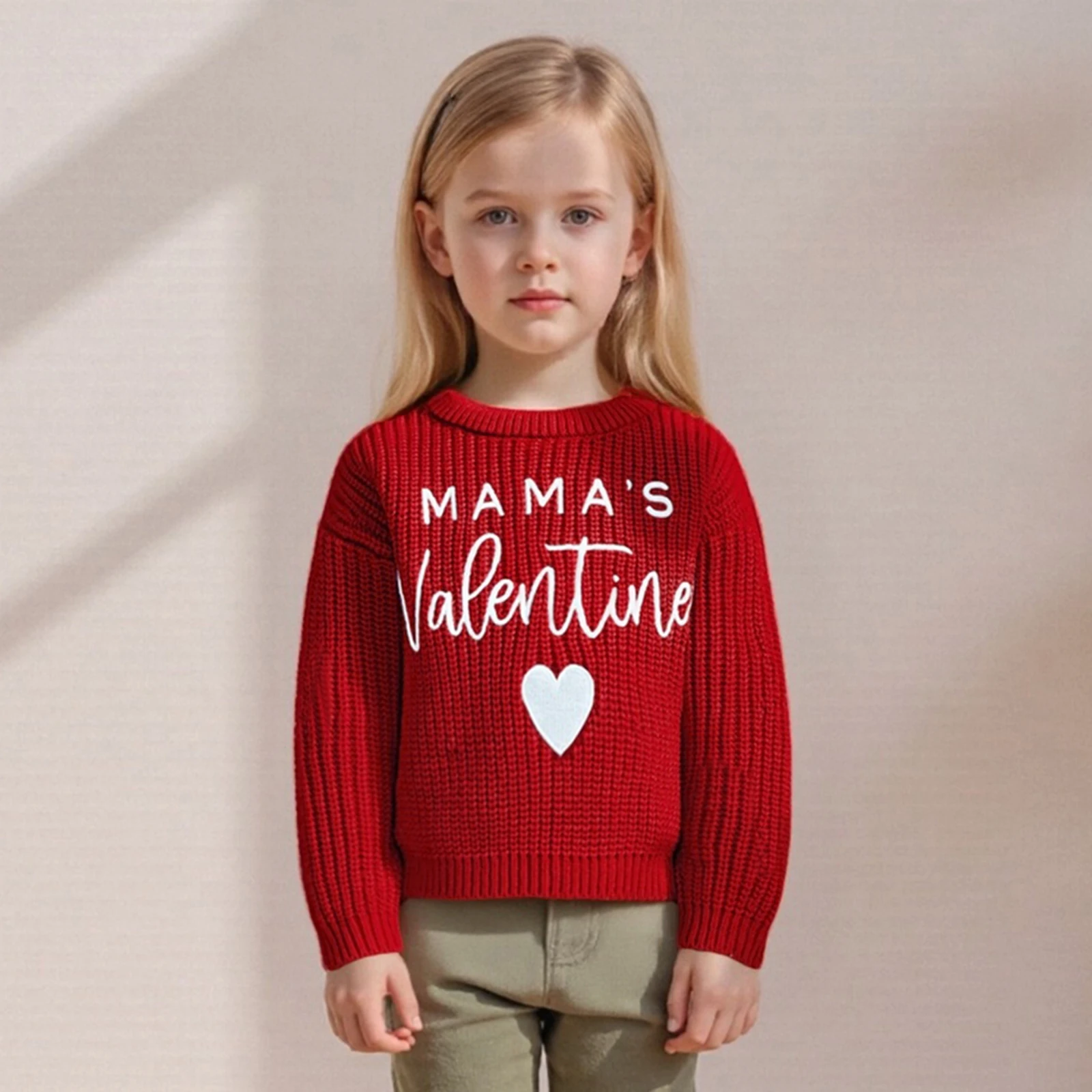 0-4years Baby Valentine Day Sweaters Long Sleeve Letter Heart Knit toddler boys and girls Jumper Pullover